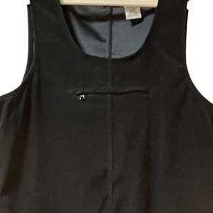 🔴 Black Faux Suede Sleeveless Jumper Dress